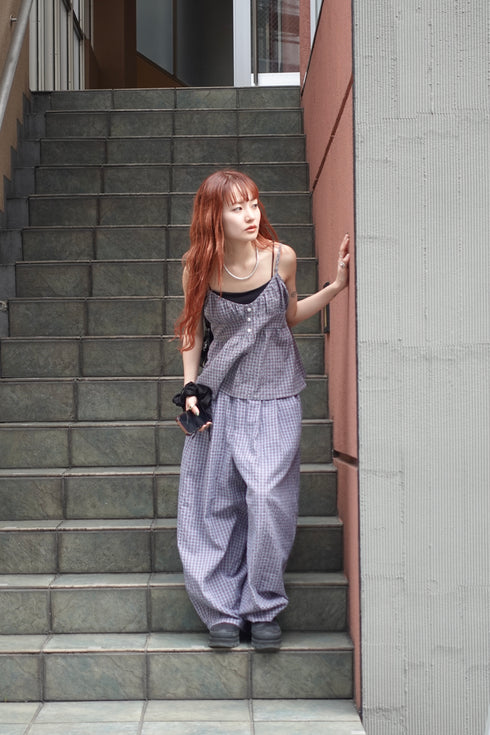 チェックボリュームラフパンツ